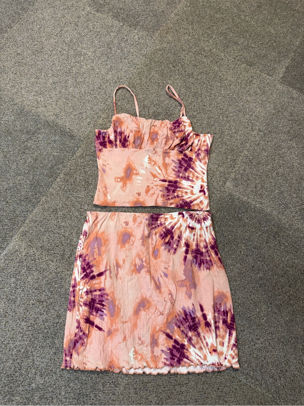 Pink & Purple Tie-Dye Two-Piece Dress Set